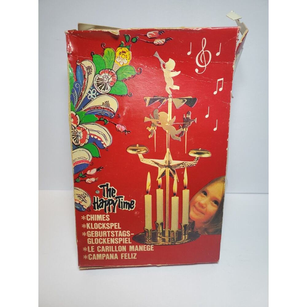 Vintage Rare Christmas Angel Candle Sweden Chimes With Original Box & Candles